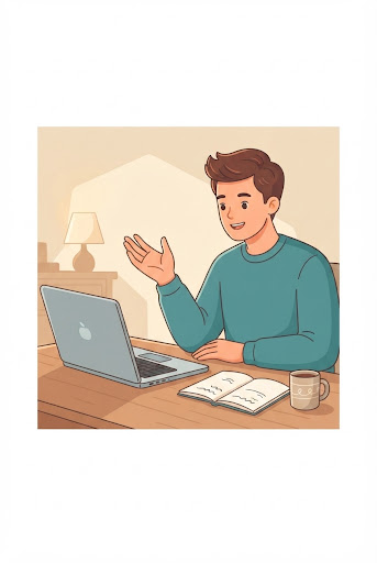 Illustration of Shriti Dhuliya teaching an online class